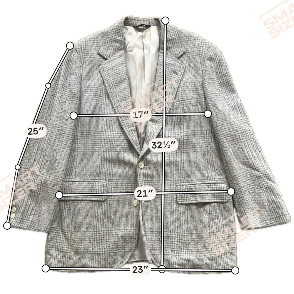 Southwick Carl Sterr Mens Grey Glen Plaid Wool Blazer Sport Coat USA Tailored 42